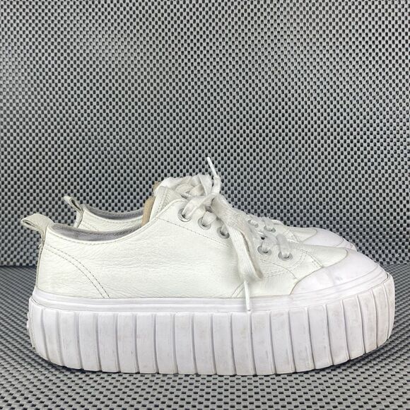 Diesel S-Hanami Sneakers Womens Size 7 White Leather Low Top Platform Lace Up - Picture 1 of 13